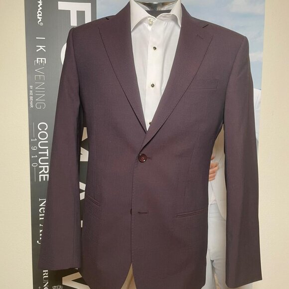 IKE BEHAR BURGUNDY DESIGNER SLIM FIT SUIT - Picture 7 of 8